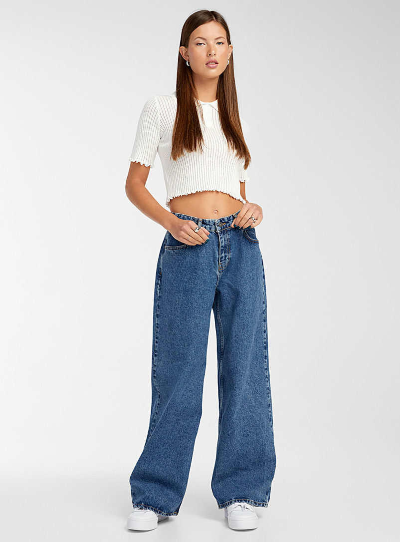 The Ragged Priest Blue Low-rise extra wide-leg jean for women