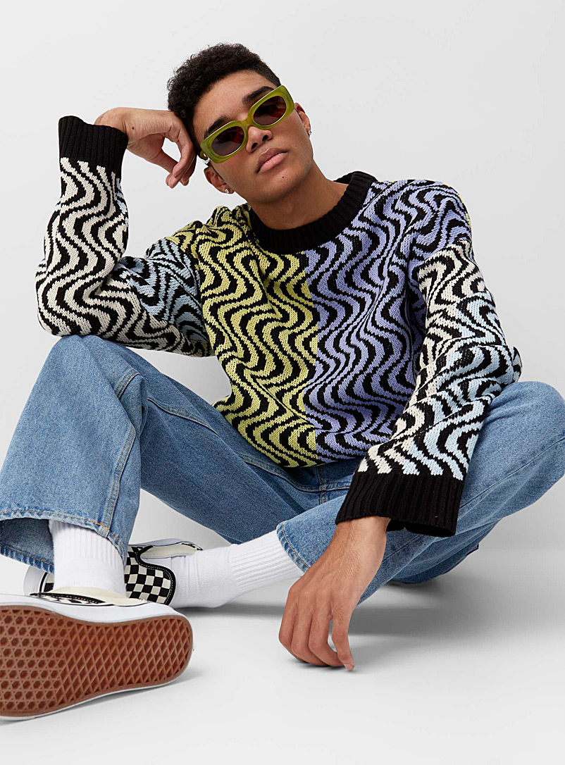 The Ragged Priest Assorted Fuzzy stripe sweater for men