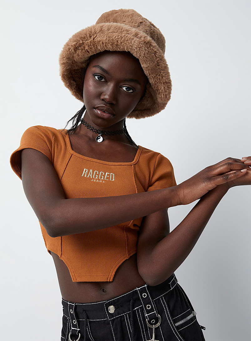 The Ragged Priest Brown Bustier-style T-shirt for women