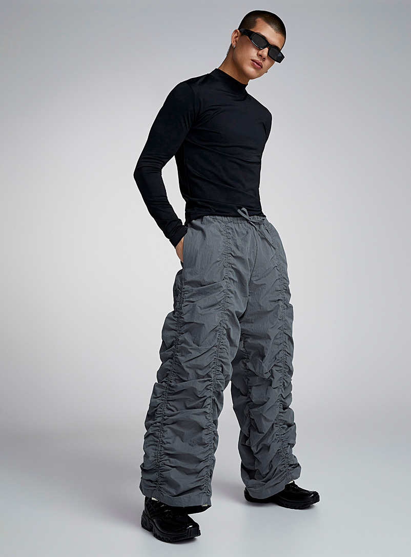 The Ragged Priest Grey Bungee parachute pant Baggy fit for men