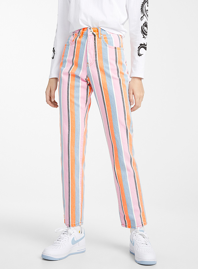 colourful striped jeans