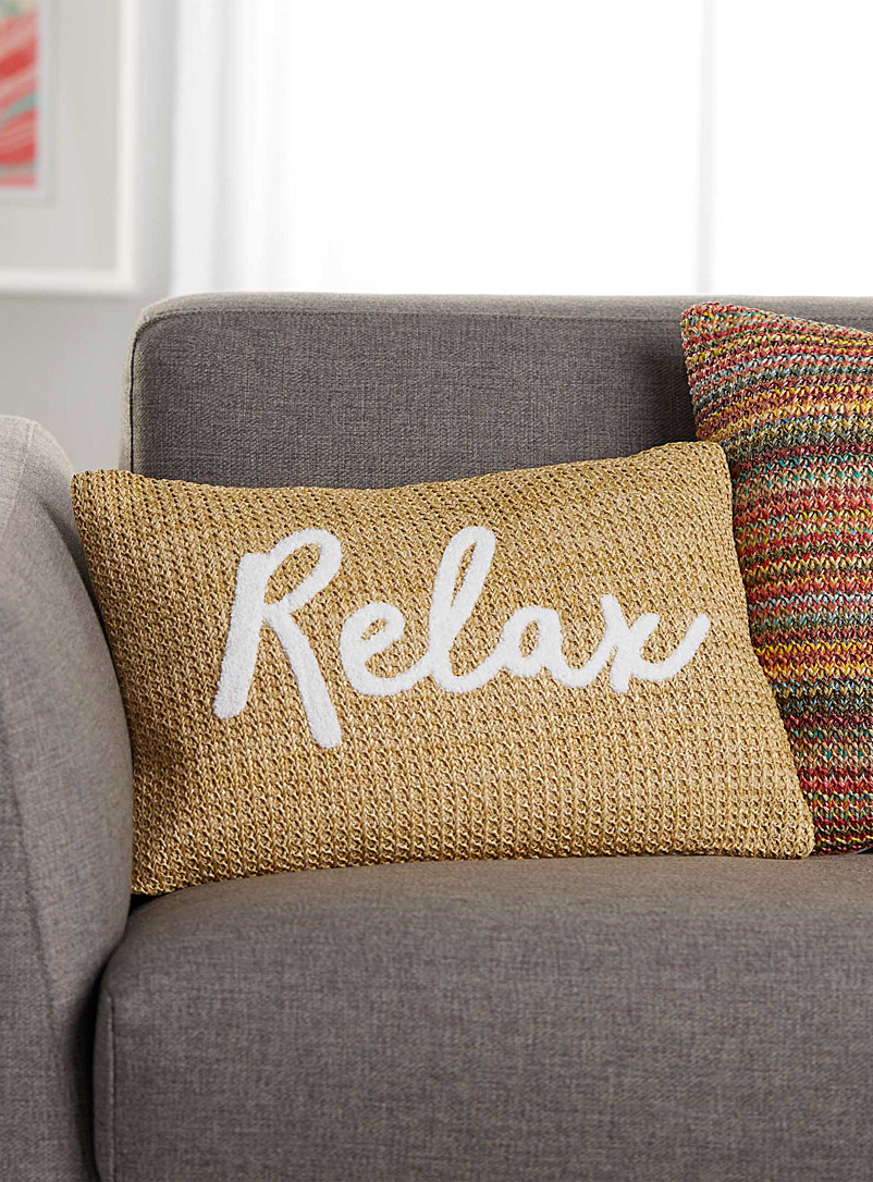 Simons Maison Ecru/Linen Relax patch cushion 30 x 50 cm