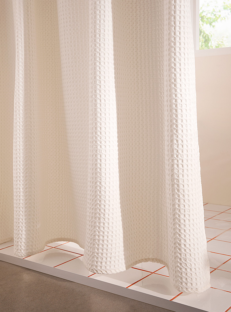 Simons Maison White Embossed weave shower curtain