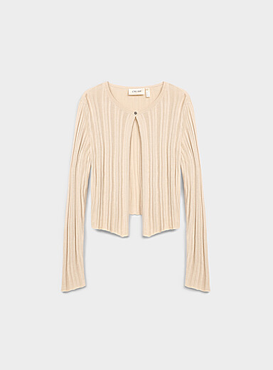Single button ribbed cardigan