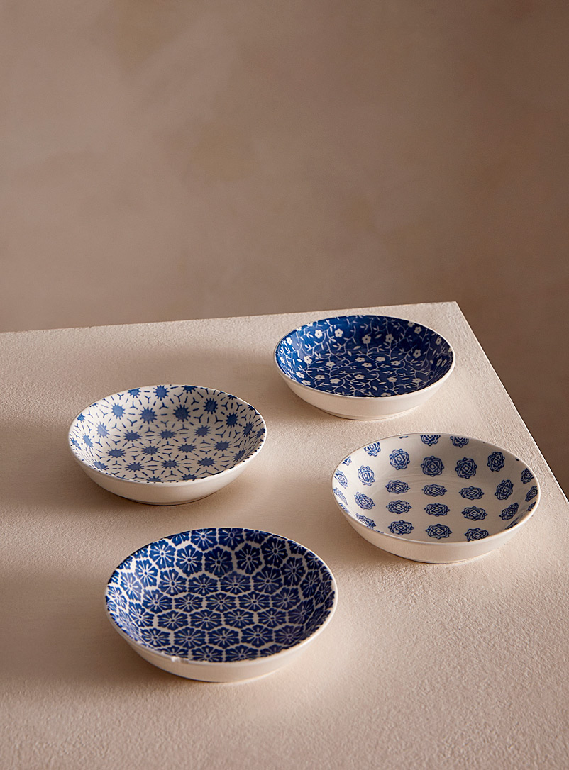 Simons Maison Marine Blue Ornamental geometry pinch bowls Set of 4