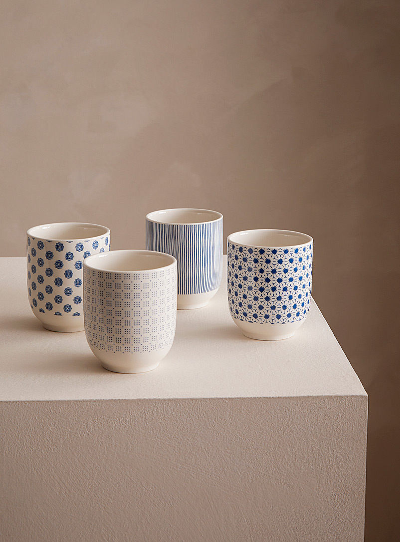 Simons Maison Marine Blue Ornamental geometric teacups Set of 4