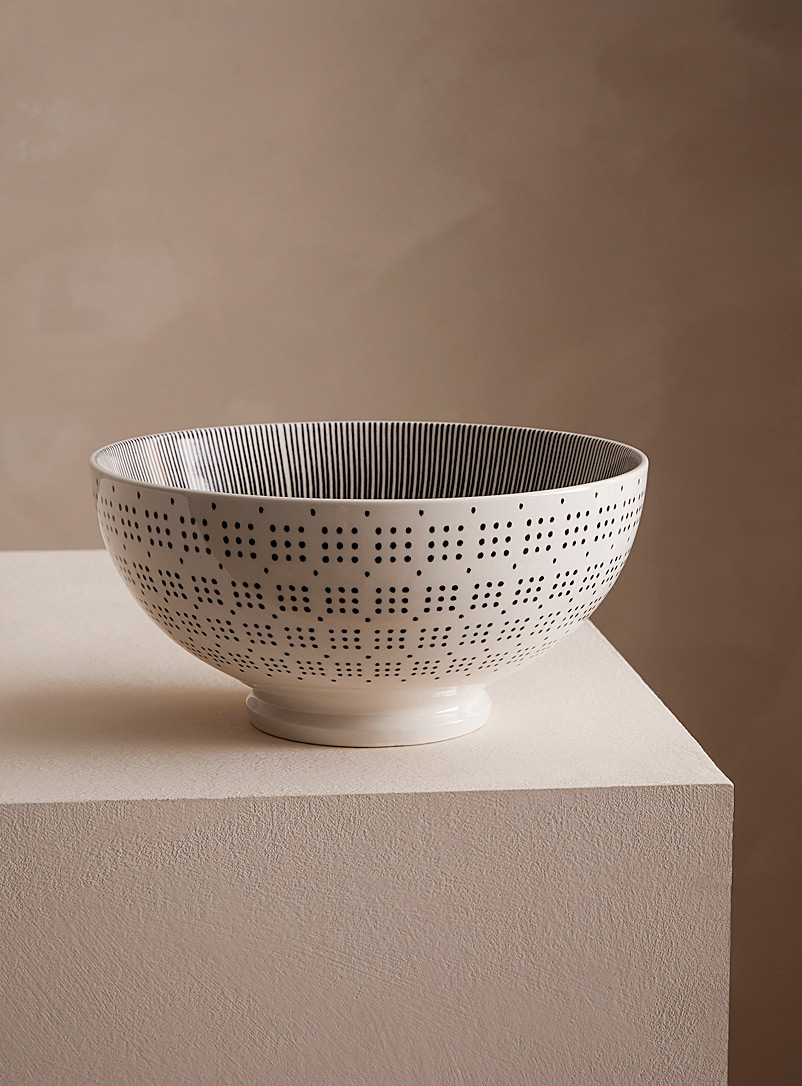 Simons Maison Patterned White Linear geometric large bowl