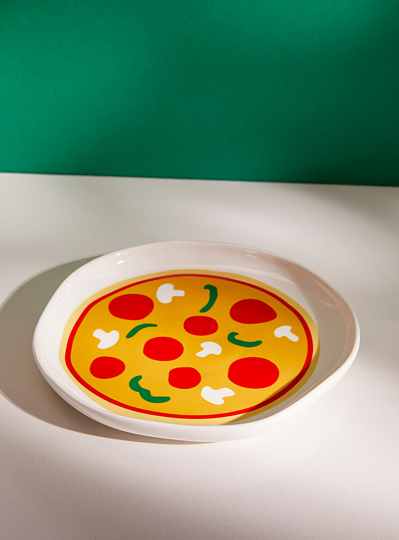 Simons Maison: L'assiette pizza toute garnie Rouge à motifs