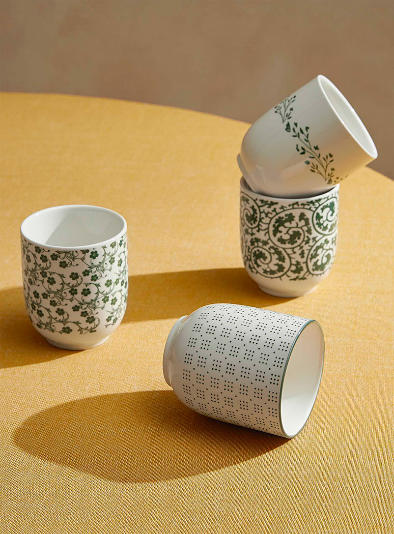 Simons Maison Green Green flowers tea cups Set of 4