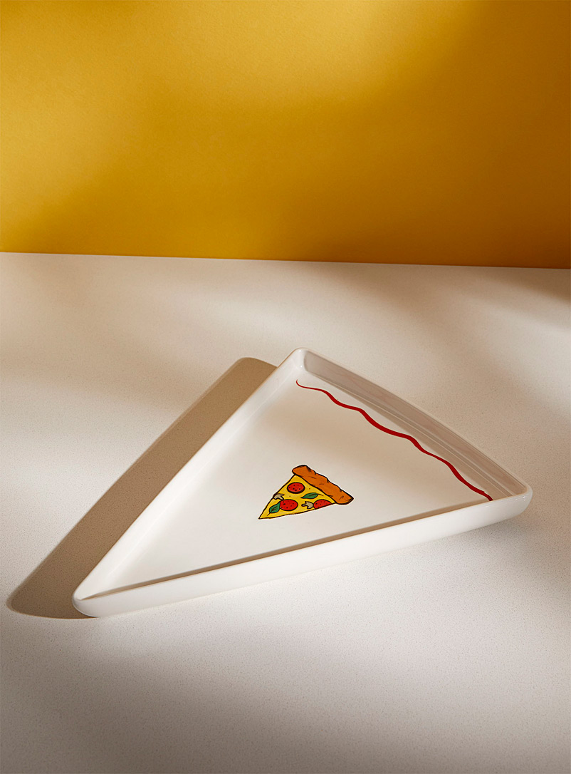 Simons Maison: L'assiette pointe de pizza Blanc à motifs