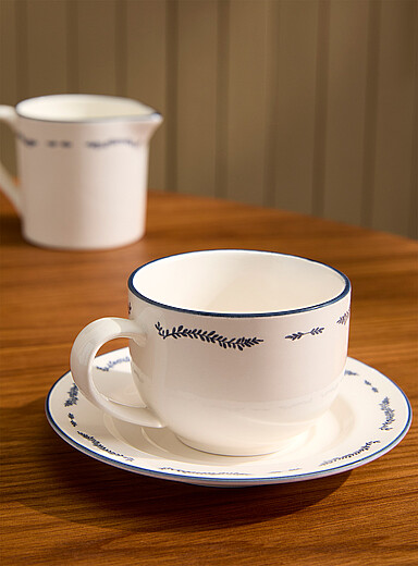 Decorative foliage small cup and saucer 2-piece set | Simons Maison ...
