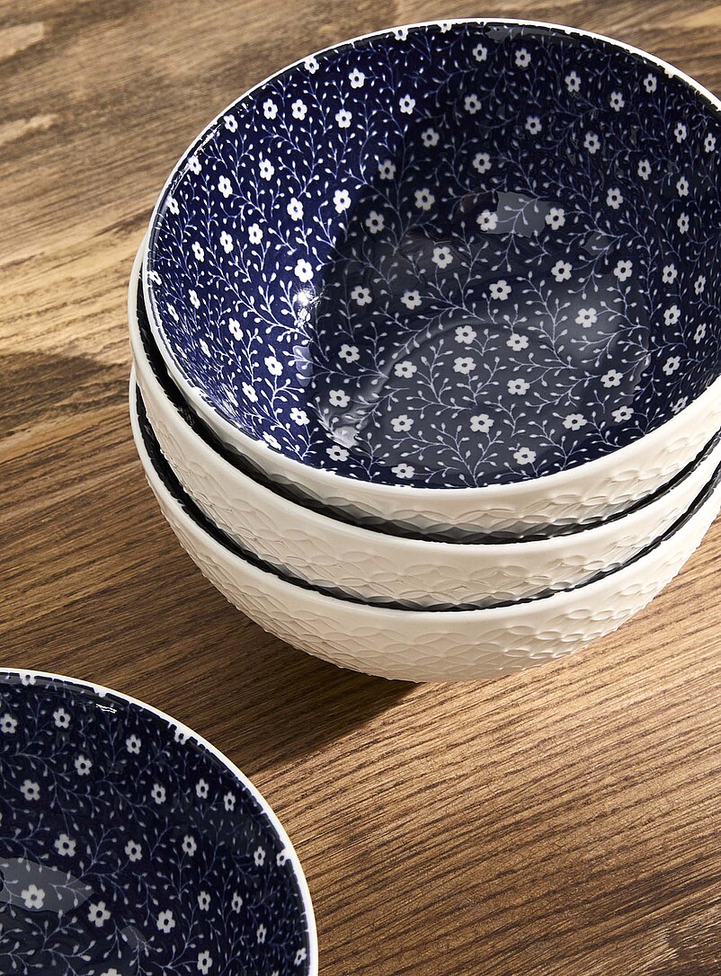 Simons Maison Navy/Midnight Blue Small flowers bowls Set of 4