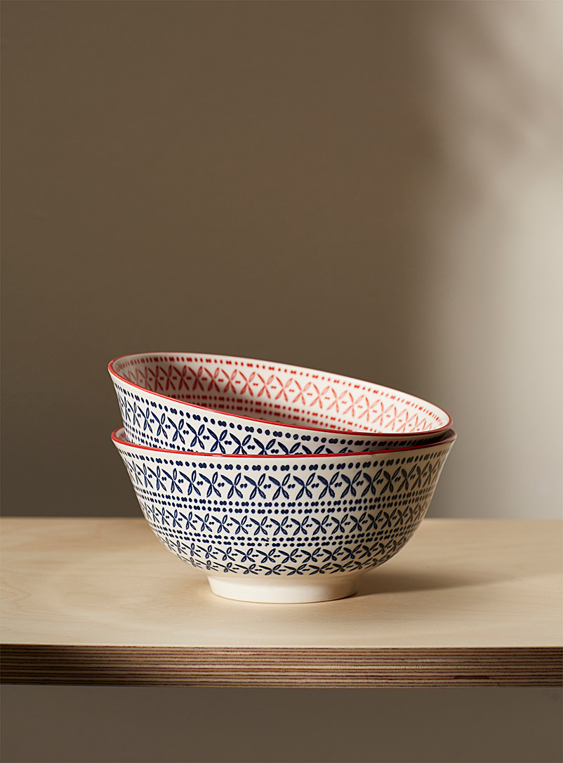 Simons Maison Patterned Blue Concentric waves porcelain bowls Set of 2