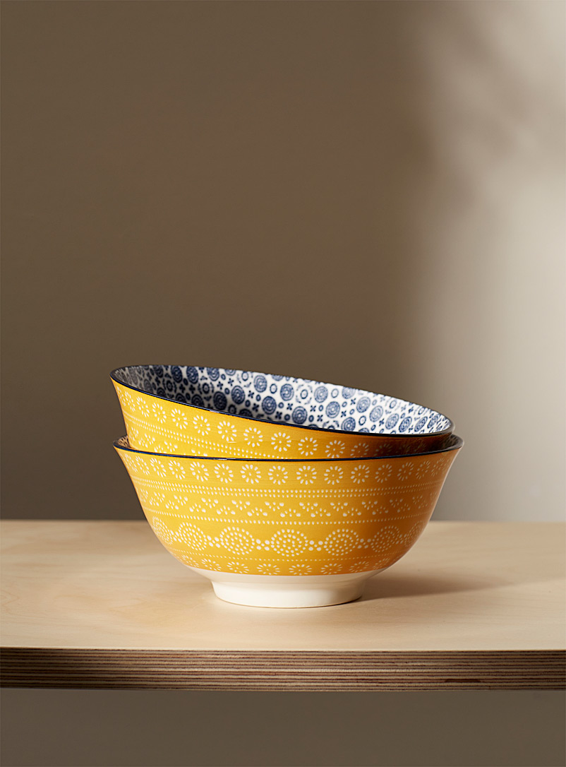 Simons Maison Bright Yellow Concentric waves porcelain bowls Set of 2