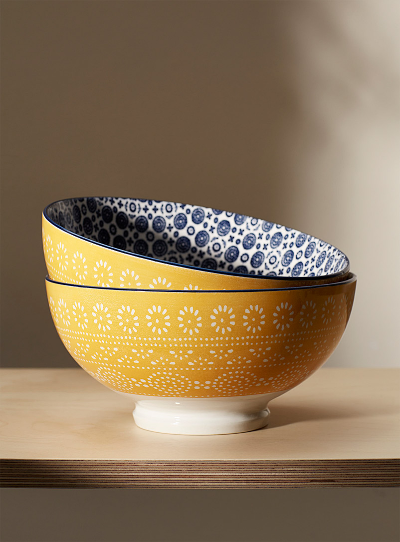 Simons Maison Bright Yellow Large graphic porcelain bowls Set of 2