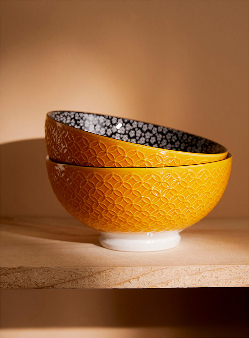 Simons Maison Golden Yellow Large Japanese flower porcelain bowl