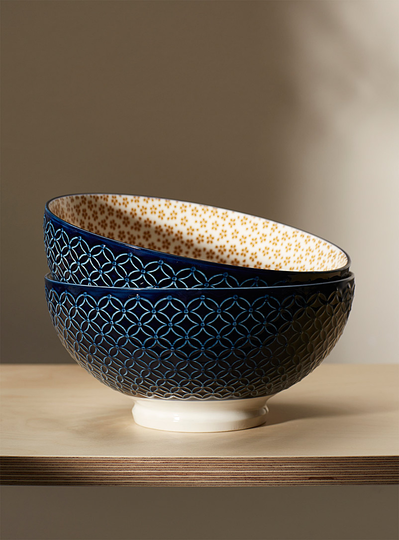 Simons Maison: Les grands bols porcelaine fleurs nippones Ensemble de 2 Bleu à motifs