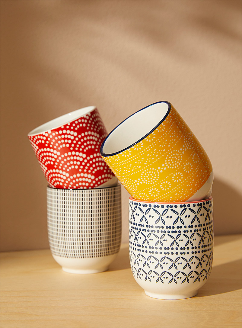 Simons Maison: Les tasses à thé porcelaine colorée Ensemble de 4 Assorti