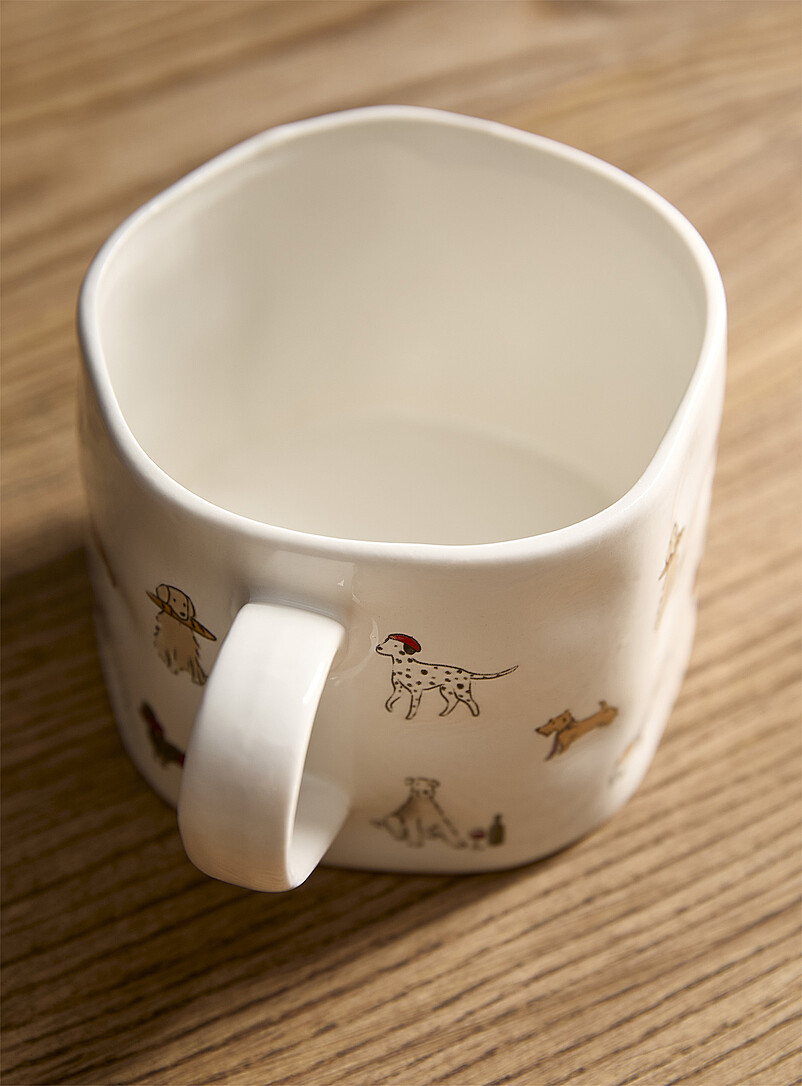Simons Maison Patterned White Sweet dog life large embossed mug