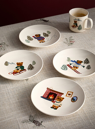 Les assiettes oursons plaisirs d'hiver Ensemble de 4 <b>Collection de No&euml;l</b>