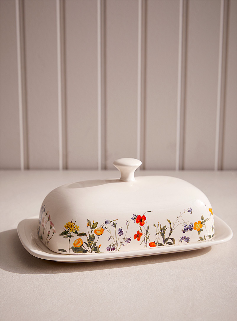 Simons Maison Black and White Dried flowers butter dish