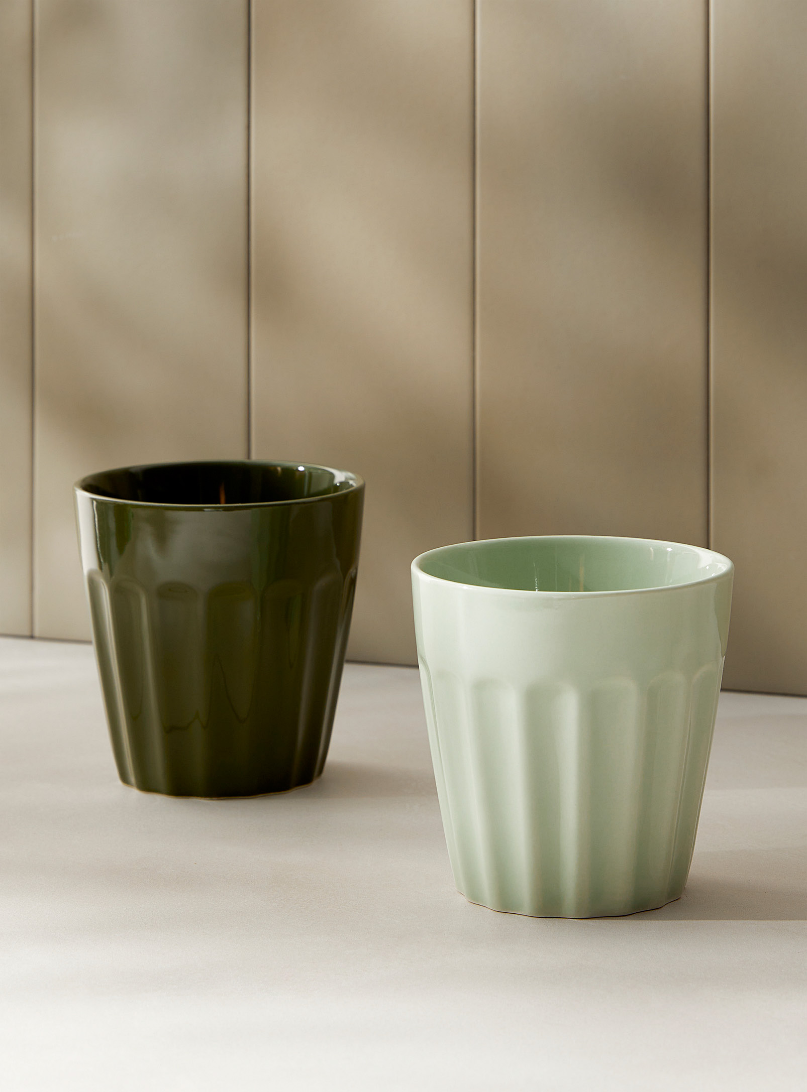 Simons Maison Natural Tones Coffee Cups Set Of 2 In Green