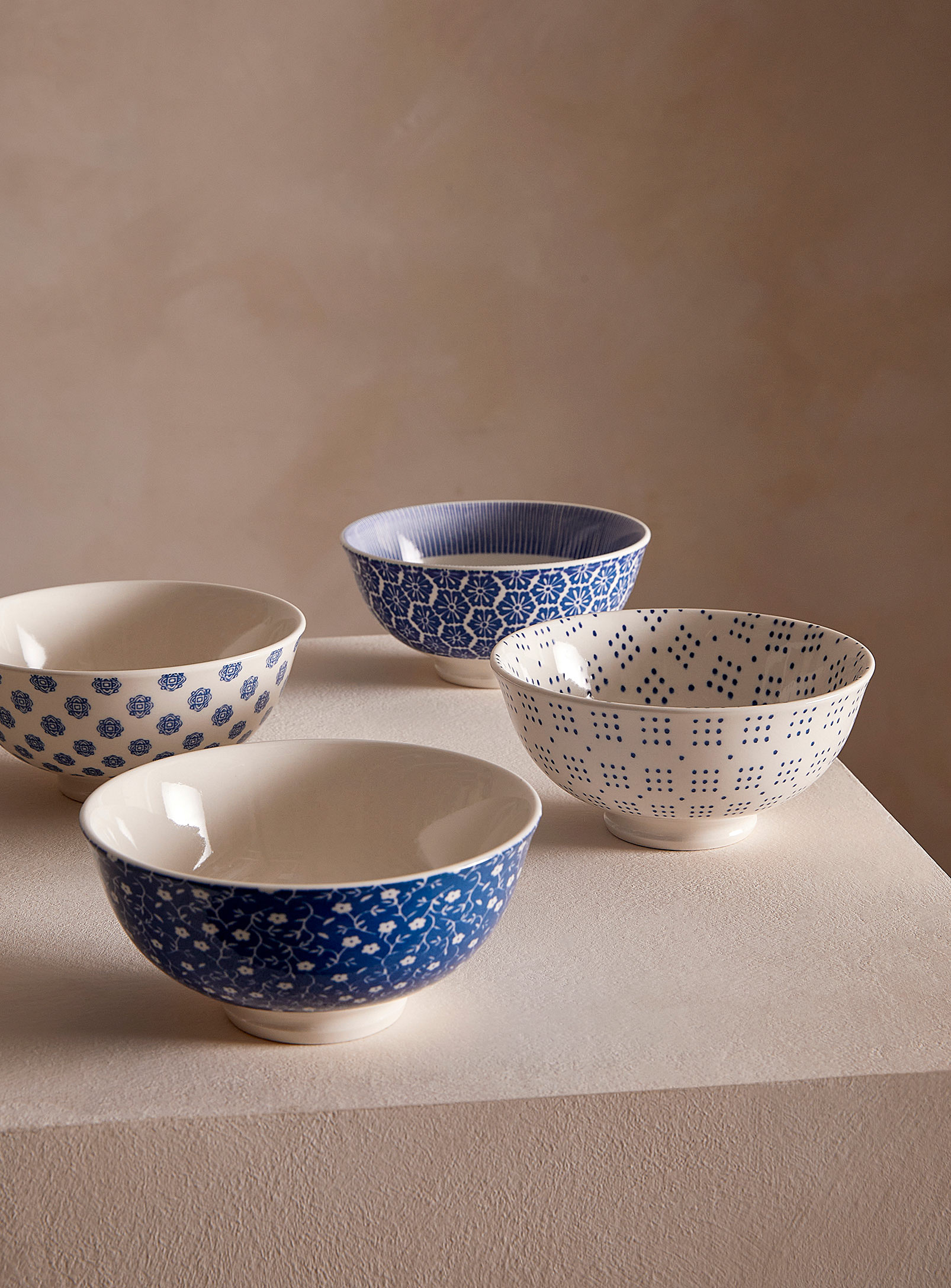 Simons Maison Ornamental Geometry Small Bowls Set Of 4 In Marine Blue