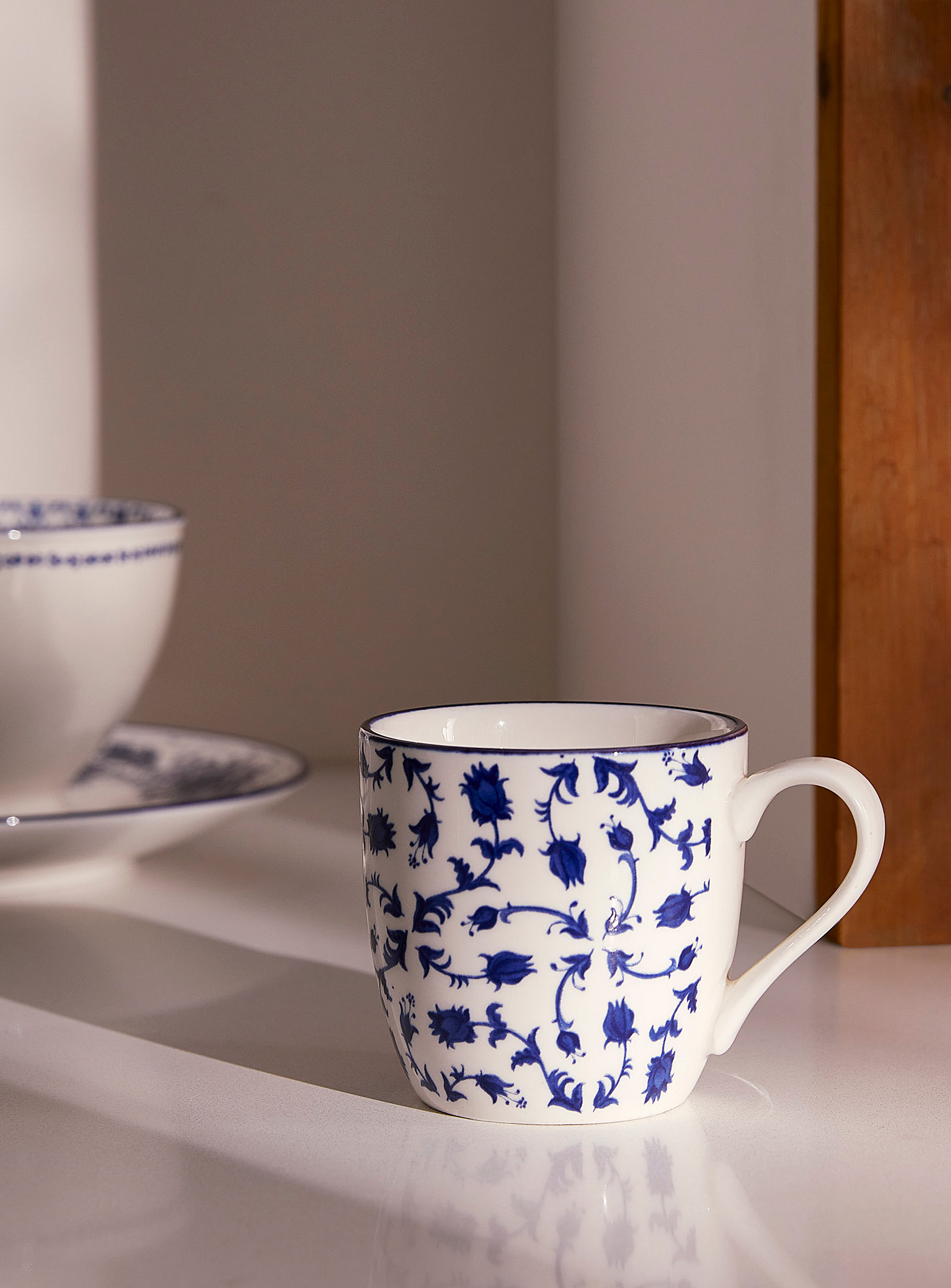 Simons Maison Floral Pattern Ceramic Espresso Cup In Patterned White