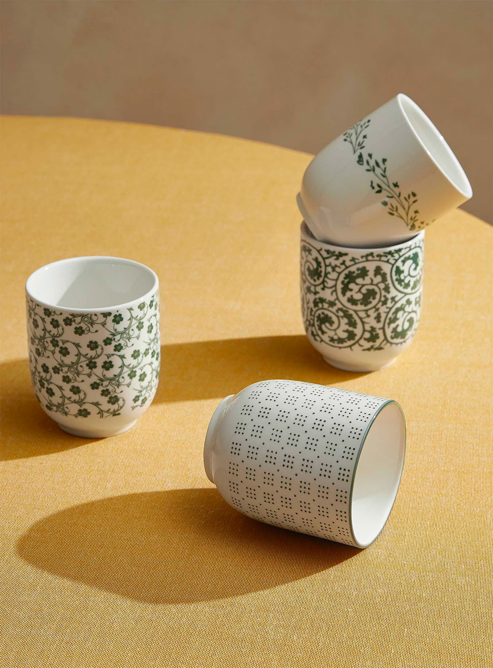 Simons Maison - Green flowers tea cups Set of 4