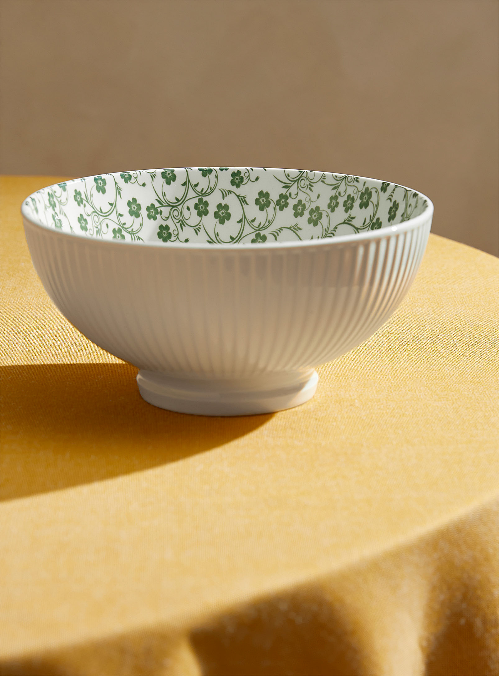 Simons Maison Green Flowers Large Grooved Bowl