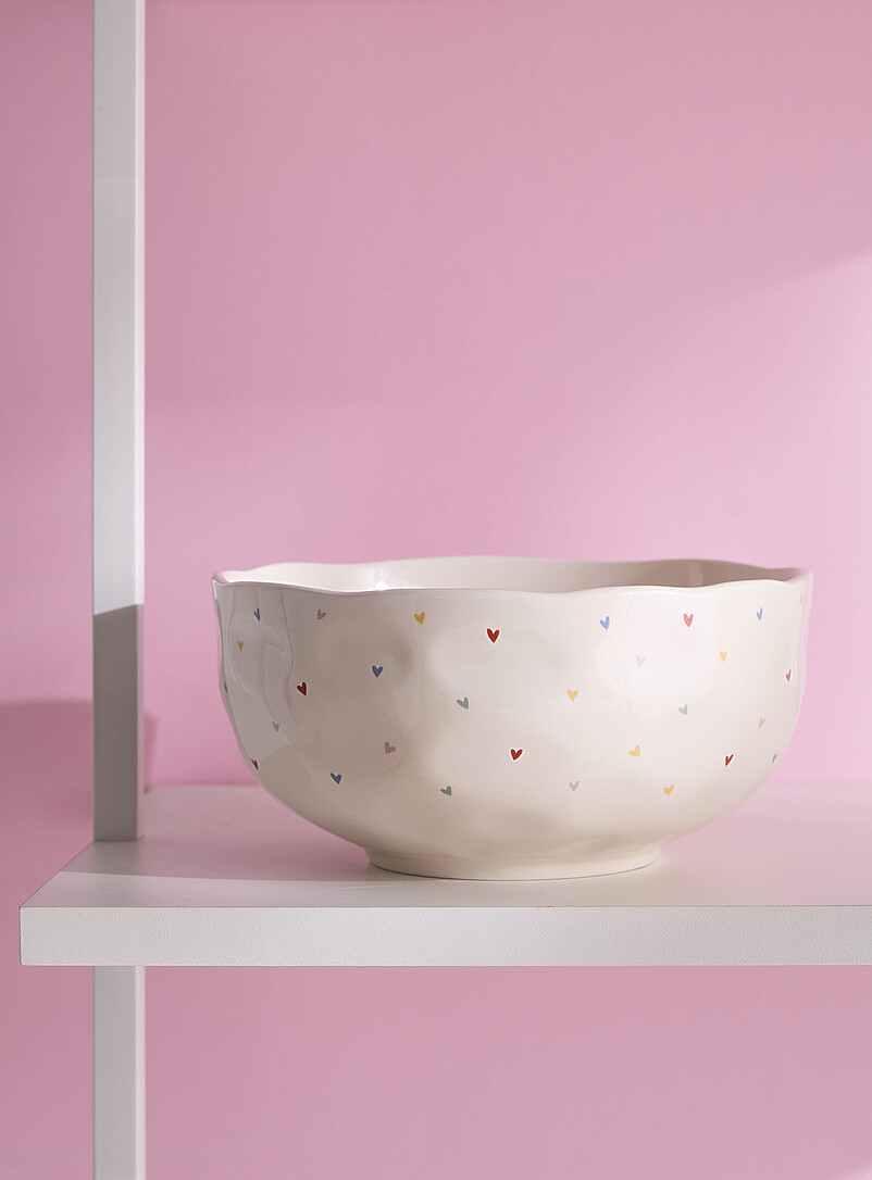 Large Colourful Heart Embossed Bowl