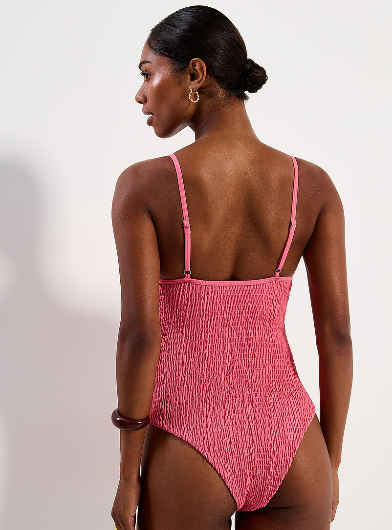 Simons: Le une-pi&egrave;ce smock&eacute; encolure droite &Eacute;cru &agrave; motifs pour femme