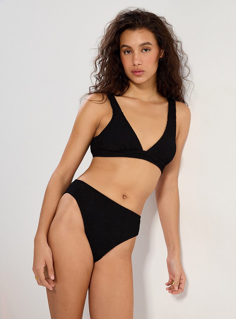 Solid ruffle-textured triangle bralette product image 2