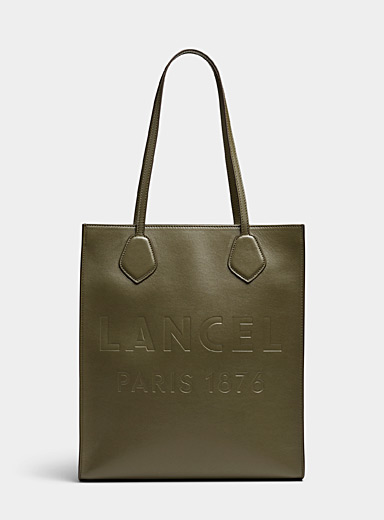LANCEL logo-debossed Leather Tote Bag - Green