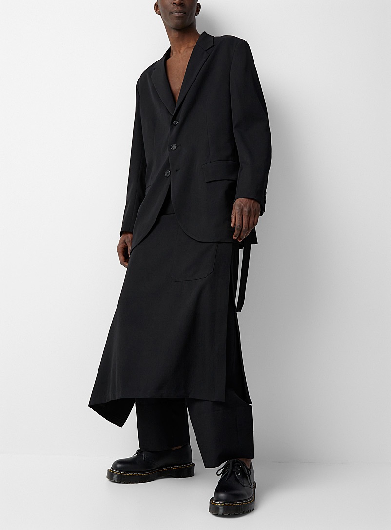 Yohji Yamamoto Black Layered skirt pant for men