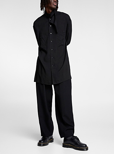 Yohji Yamamoto: Le pantalon noir galons ton sur ton Noir pour homme