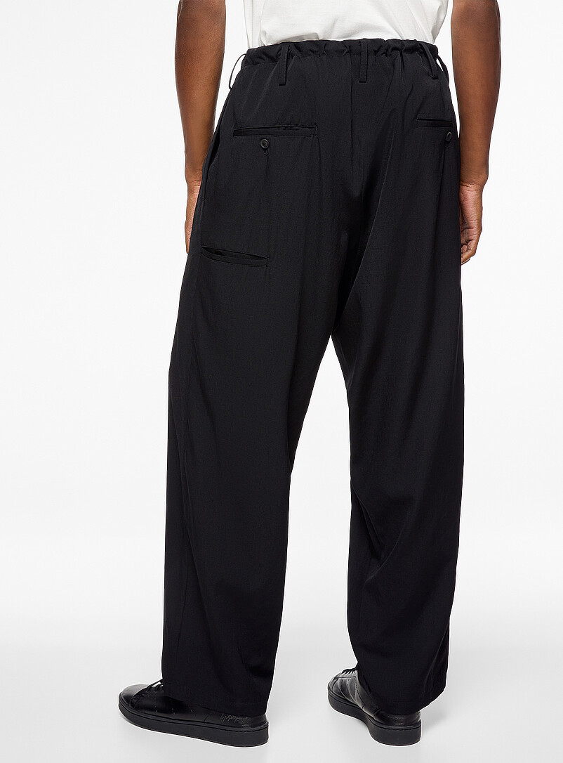 Drawcord-waist wide-leg pure wool pant | Yohji Yamamoto | Shop