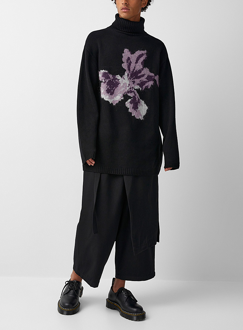 Yohji Yamamoto Black Wraparound cropped pant for men