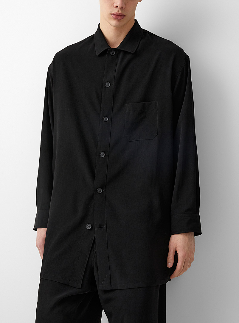 Yohji Yamamoto Black Elongated fit streamlined shirt for men