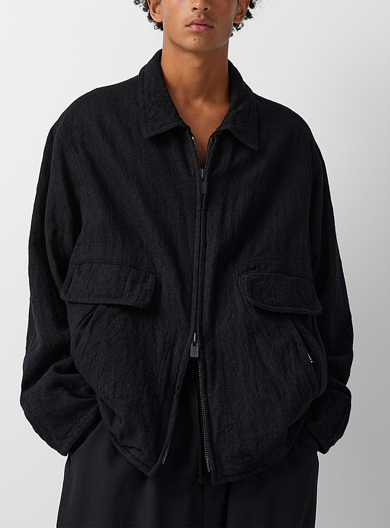 Yohji Yamamoto: Le blouson entraîneur pure laine Noir pour homme