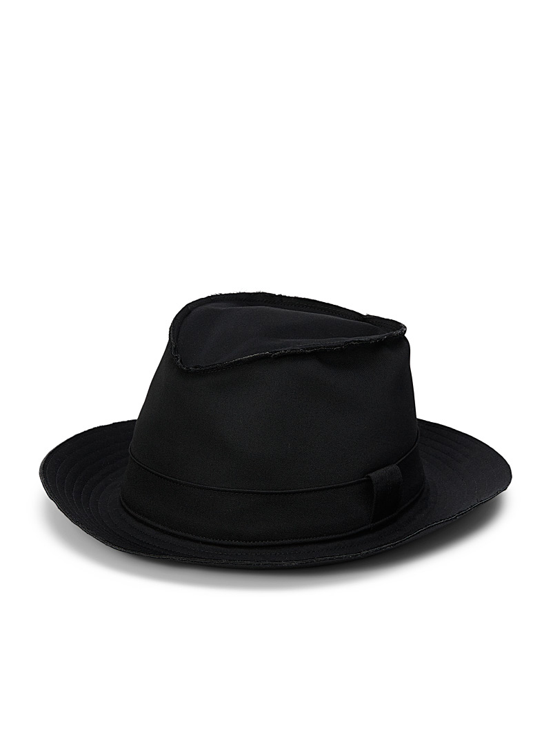 Yohji Yamamoto Black Distressed trim hat for men