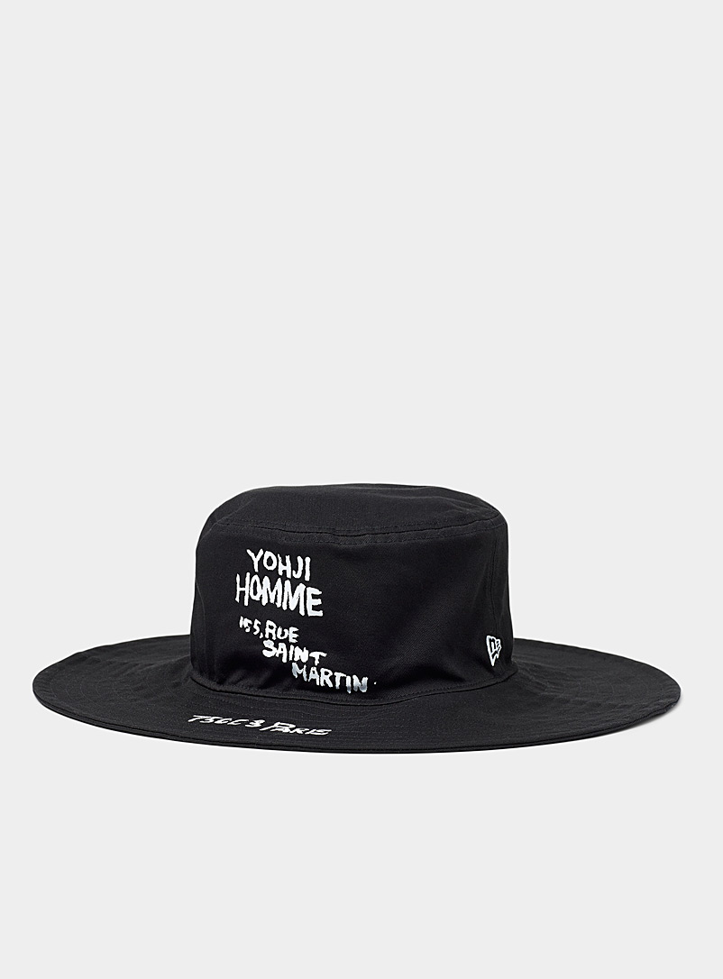 Yohji Yamamoto Black Graffiti print hat for men