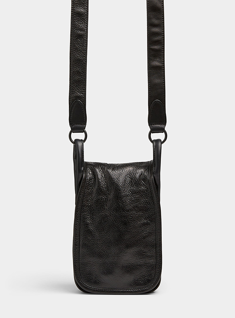 Yohji Yamamoto: Le petit sac bandoulière grainé Noir pour homme
