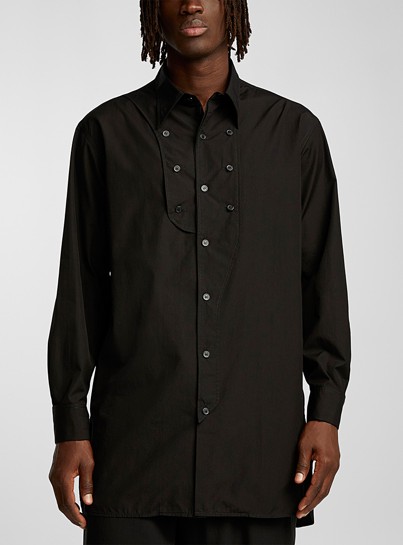 Yohji Yamamoto Black Multibutton bib-style shirt for men