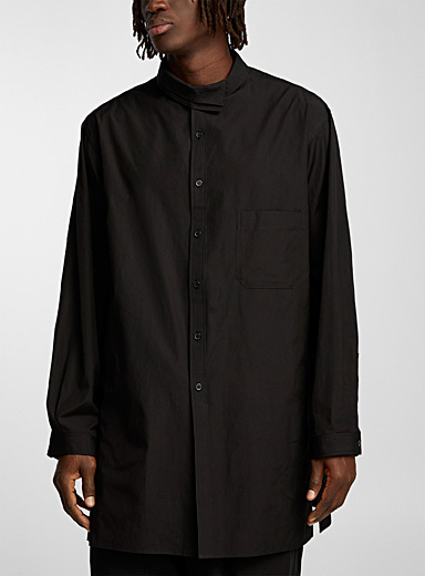 Asymmetrical-double-collar longline shirt | Yohji Yamamoto | Shop Men's ...