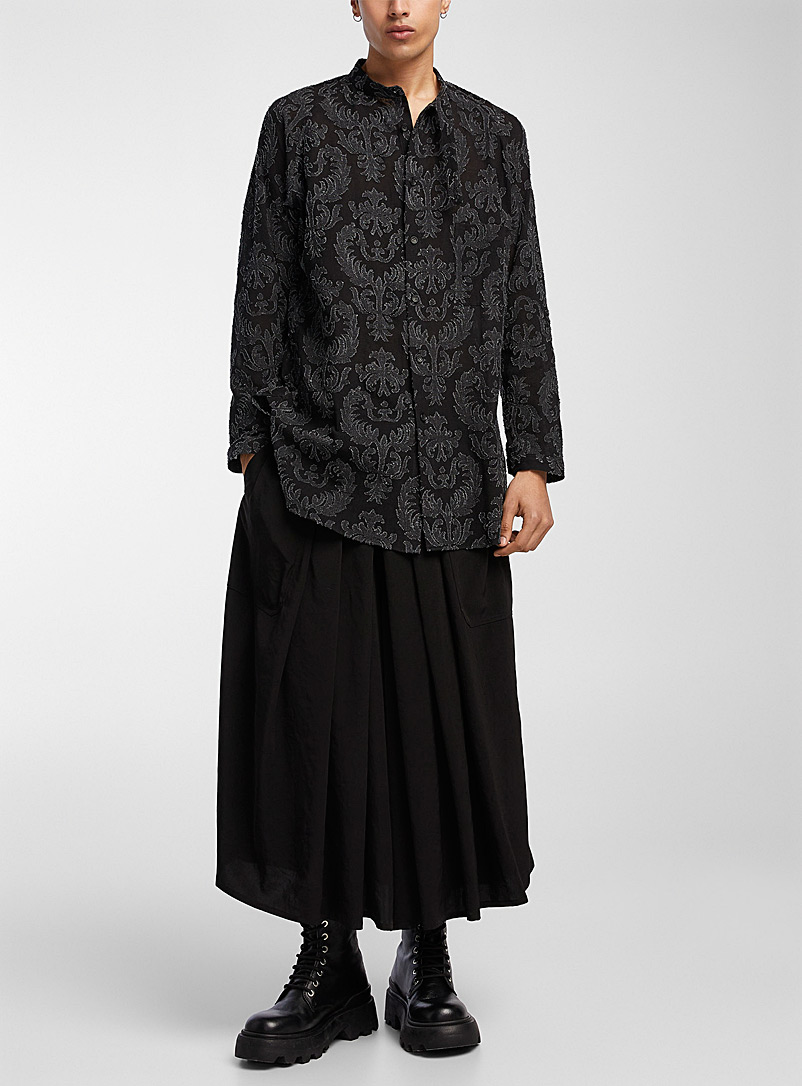 Yohji Yamamoto: La chemise à motif col mandarin Noir pour homme