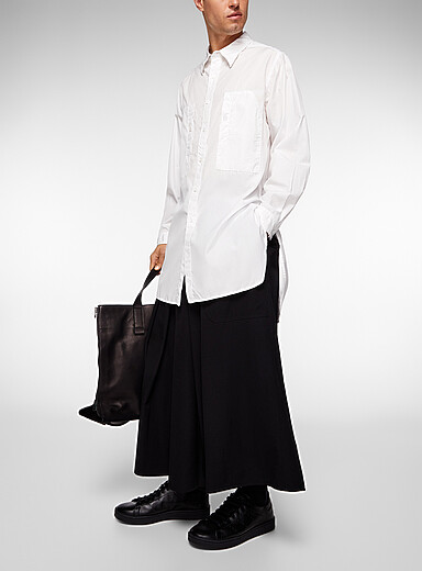 Yohji Yamamoto: La longue chemise poches verticales Blanc pour homme