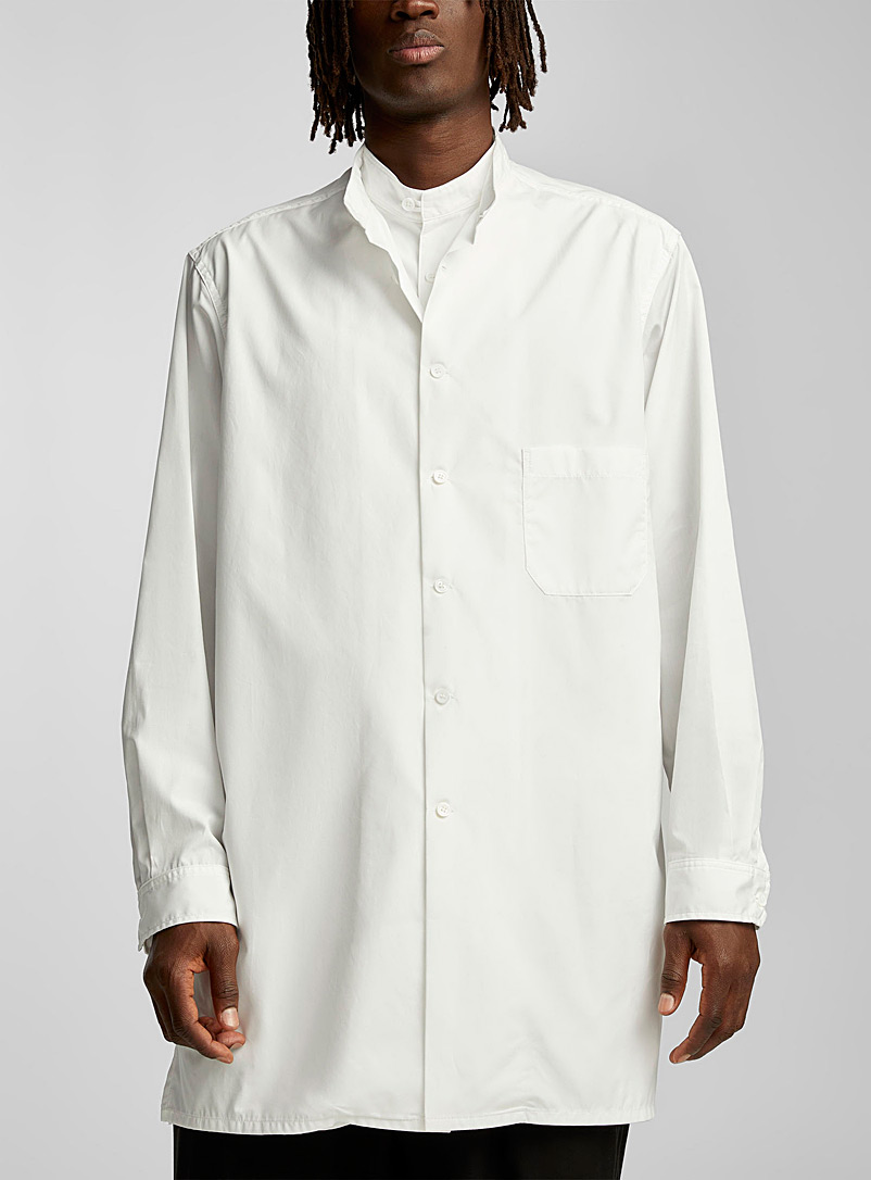 Yohji Yamamoto: La chemise allongée double col officier Blanc pour homme