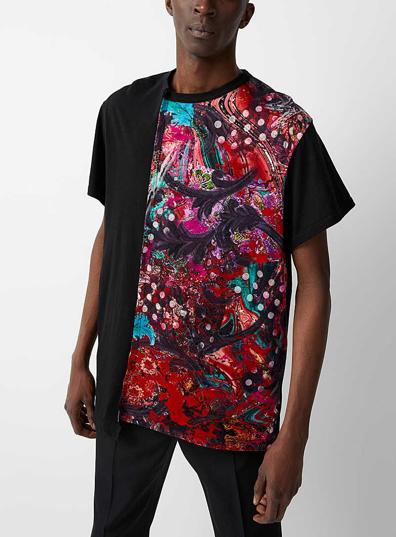 Yohji Yamamoto Black Split print T-shirt for men