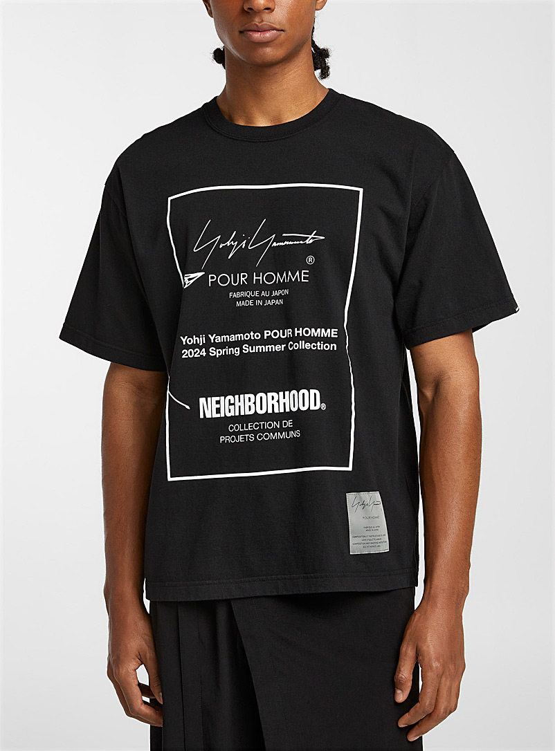 Yohji Yamamoto: Le t-shirt imprimé Neighborhood Noir pour homme
